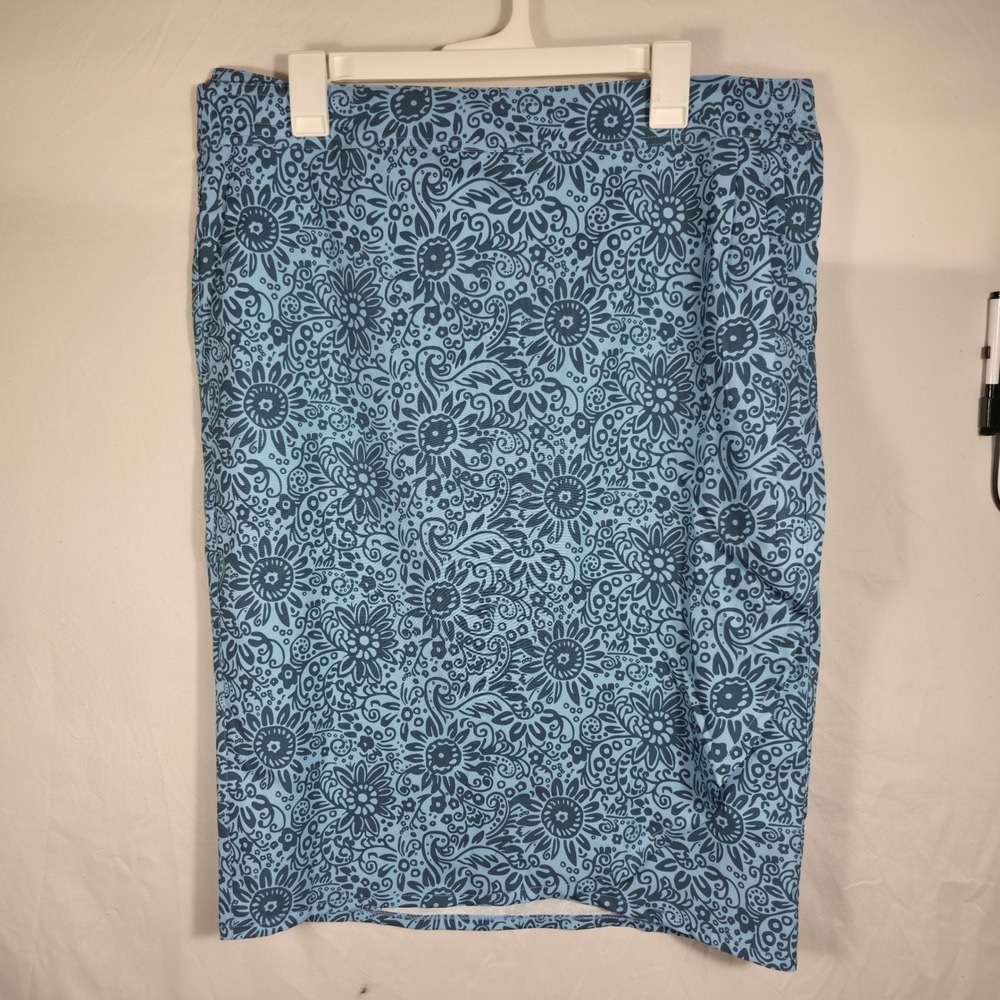 RipSkirt Hawaii Wrap Skirt Womens XL Blue Excellent Floral Paisley Active Summer